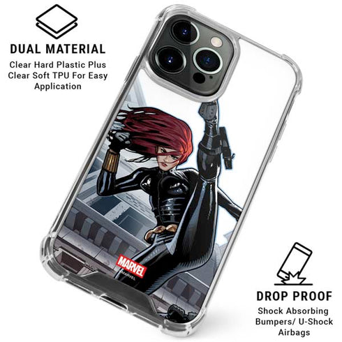 Marvel Black Widow High Kick iPhone 15 Pro Clear Case